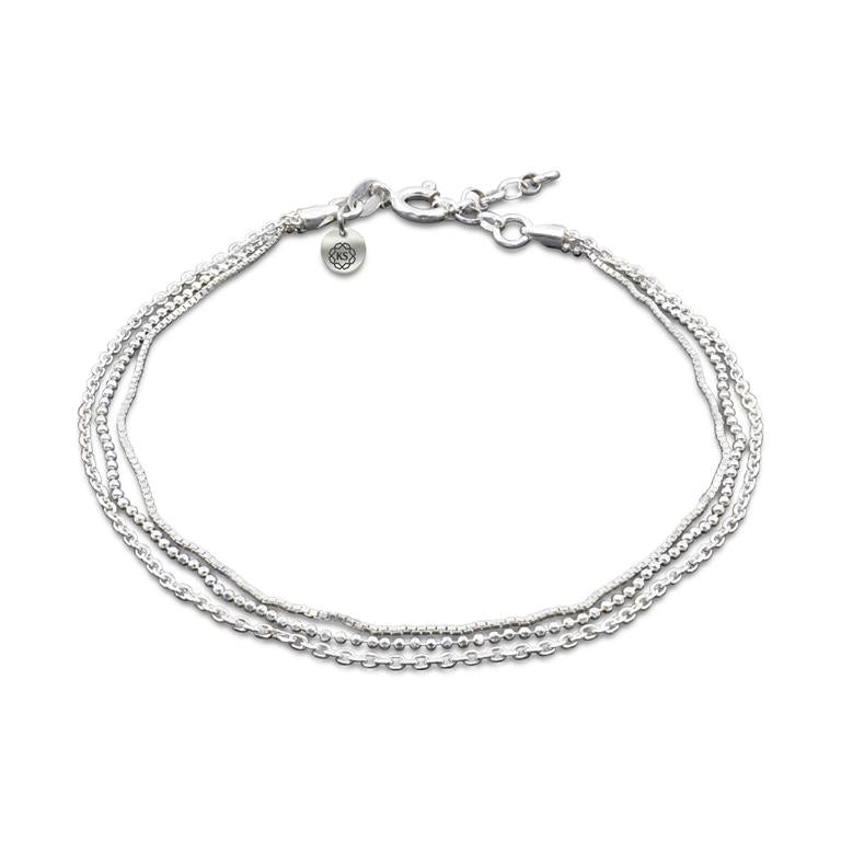 Damen Fußkette aus 925 Silber mit 3 verschiedenen Kettenarten